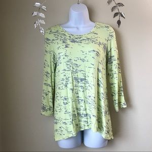 LOGO High Low Hem T-shirt Size XS Yellow Gray